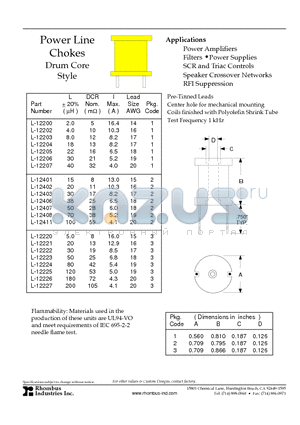 L-12202 datasheet - Power Line Chokes