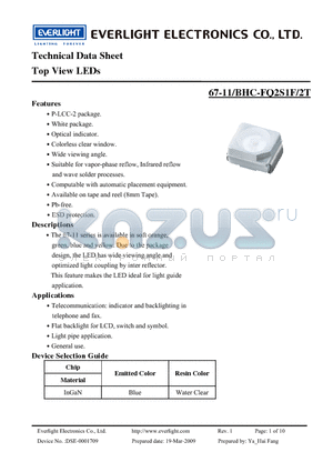 67-11-BHC-FQ2S1F-2T datasheet - Top View LEDs