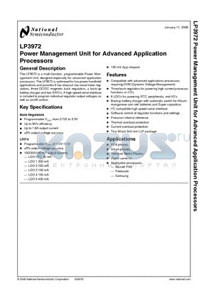 LP3972 datasheet - Power Management Unit for Advanced Application Processors