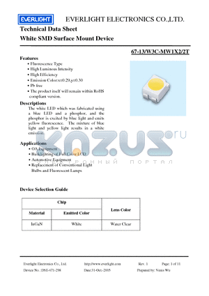 67-13-W3C-MW1X2-2T datasheet - White SMD Surface Mount Device