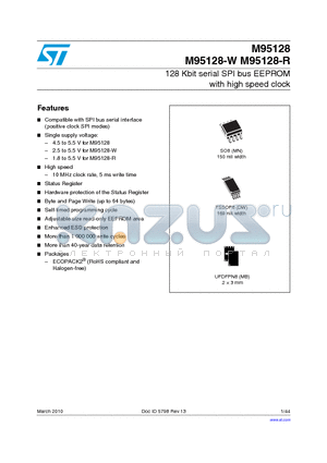 M95128-MB3TG/P datasheet - 128 Kbit serial SPI bus EEPROM with high speed clock