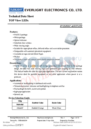 67-21-S3C-AS1T1-2T datasheet - TOP View LEDs