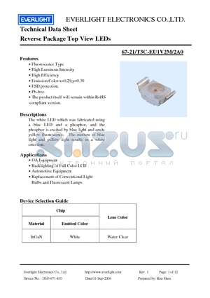 67-21-T3C-EU1V2M-2A0 datasheet - Reverse Package Top View LEDs