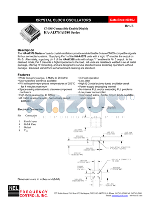 HA-137A datasheet - CMOS Compatible Enable/Disable