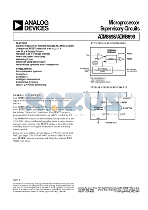 ADM8699ARW datasheet - Microprocessor Supervisory Circuits