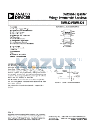 ADM8828 datasheet - Switched-Capacitor Voltage Inverter with Shutdown