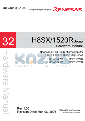 H8SX/1525R datasheet - 32-Bit CISC Microcomputer H8SX Family H8SX/1500 Series