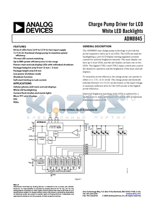 ADM8845 datasheet - Charge Pump Driver for LCD White LED Backlights