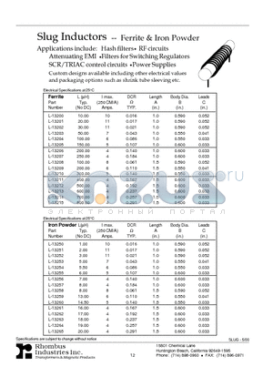 L-13207 datasheet - Slug Inductors