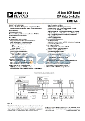 ADMC326TR datasheet - 28-Lead ROM-Based DSP Motor Controller