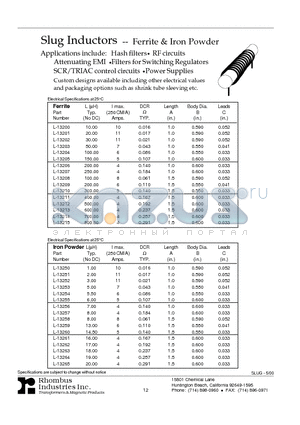 L-13250 datasheet - Slug Inductors