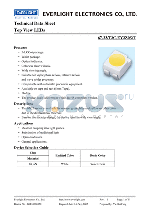 67-23-T2C-EY2Z0-2T datasheet - Top View LEDs