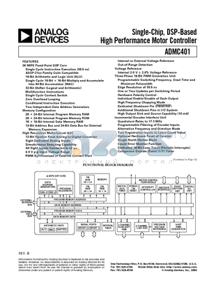 ADMC401-ADVEVALKIT datasheet - Single-Chip, DSP-Based High Performance Motor Controller