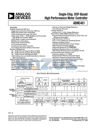 ADMC401BST datasheet - Single-Chip, DSP-Based High Performance Motor Controller