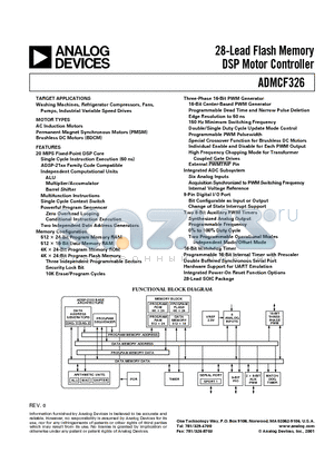 ADMCF326BR datasheet - 28-Lead Flash Memory DSP Motor Controller