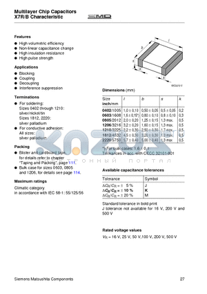 J5474-K62 datasheet - Multilayer Chip Capacitors