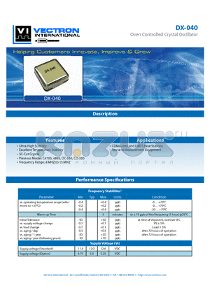 DX-040-0-BEJ-200 datasheet - Oven Controlled Crystal Oscillator