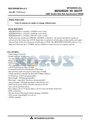 M2S28D40ATP-75 datasheet - 128M Double Data Rate Synchronous DRAM