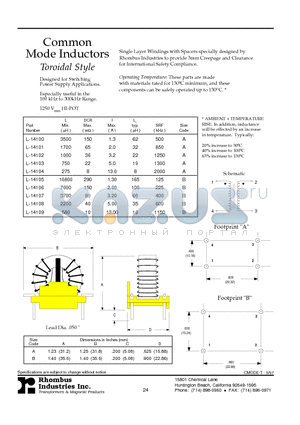 L-14102 datasheet - Common Mode Inductors