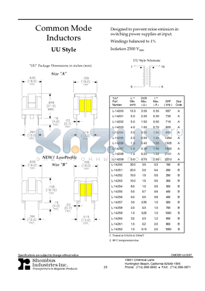 L-14200 datasheet - Common Mode Inductors