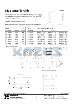 L-14303 datasheet - Mag Amp Toroids