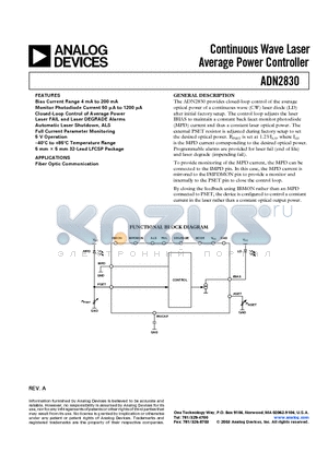 ADN2830ACP32-REEL7 datasheet - Continuous Wave Laser Average Power Controller