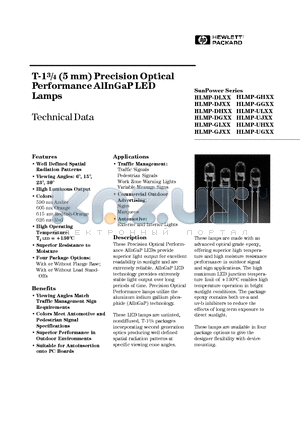 HLMP-DG17 datasheet - T-1 - 3/4 (5 mm) Precision Optical Performance AlInGaP LED Lamps