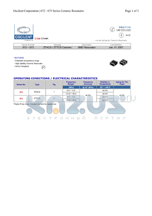 672-12.0M-33-03 datasheet - SMD Resonator