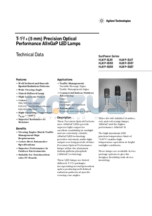 HLMP-ED55-GK0DD datasheet - T-1 3/4 (5 mm) Precision Optical Performance AlInGaP LED Lamps