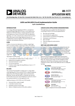 ADN4667 datasheet - LVDS and M-LVDS Circuit Implementation Guide