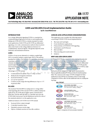 ADN4692E datasheet - LVDS and M-LVDS Circuit Implementation Guide
