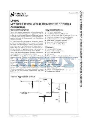 LP3999ITL-1.8NOPB datasheet - Low Noise 150mA Voltage Regulator for RF/Analog Applications