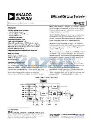 ADN8820 datasheet - EDFA and CW Laser Controller