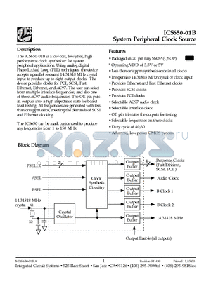 ICS650R-01I datasheet - System Peripheral Clock Source