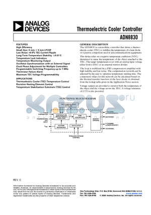 ADN8830 datasheet - Thermoelectric Cooler Controller