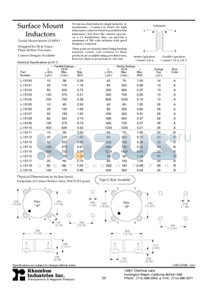 L-15107 datasheet - Surface Mount Inductors