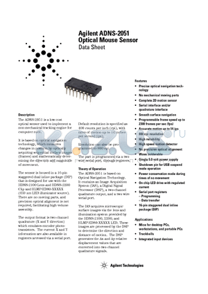 ADNS-2051 datasheet - Optical Mouse Sensor