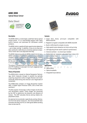 ADNS-5050 datasheet - Optical Mouse Sensor