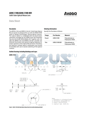 ADNS-5100 datasheet - Solid-State Optical Mouse Lens