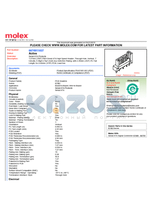 67491-1037 datasheet - 1.27mm (.050