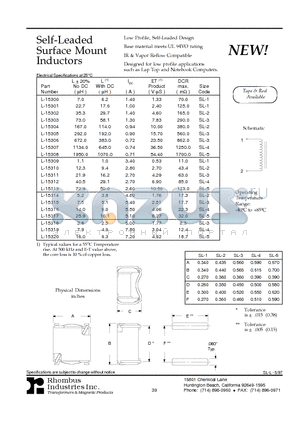 L-15307 datasheet - Self-Leaded Surface Mount Inductors
