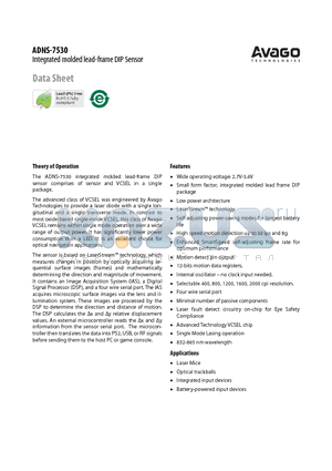 ADNS-7530 datasheet - Integrated molded lead-frame DIP Sensor