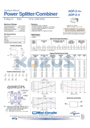 ADP-2-4+ datasheet - Power Splitter/Combiner