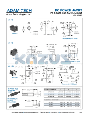 ADP-X datasheet - DC POWER JACKS PC BOARD AND PANEL MOUNT