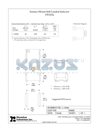 L-15349 datasheet - Surface Mount Self-Leaded Inductor