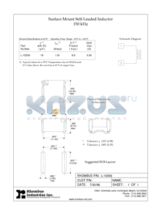 L-15359 datasheet - Surface Mount Self-Leaded Inductor