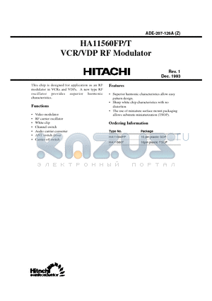 HA11560T datasheet - VCR/VDP RF Modulator