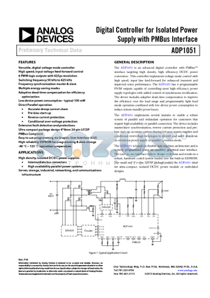 ADP1051ACPZ-RL datasheet - Digital Controller for Isolated Power Supply with PMBus Interface