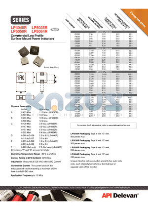 LP4040R-1R0M datasheet - Commercial Low Profile Surface Mount Power Inductors