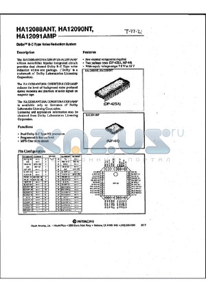 HA12088ANT datasheet - DOLBY B-TYPE NOISE REDUCYION SYSTEM